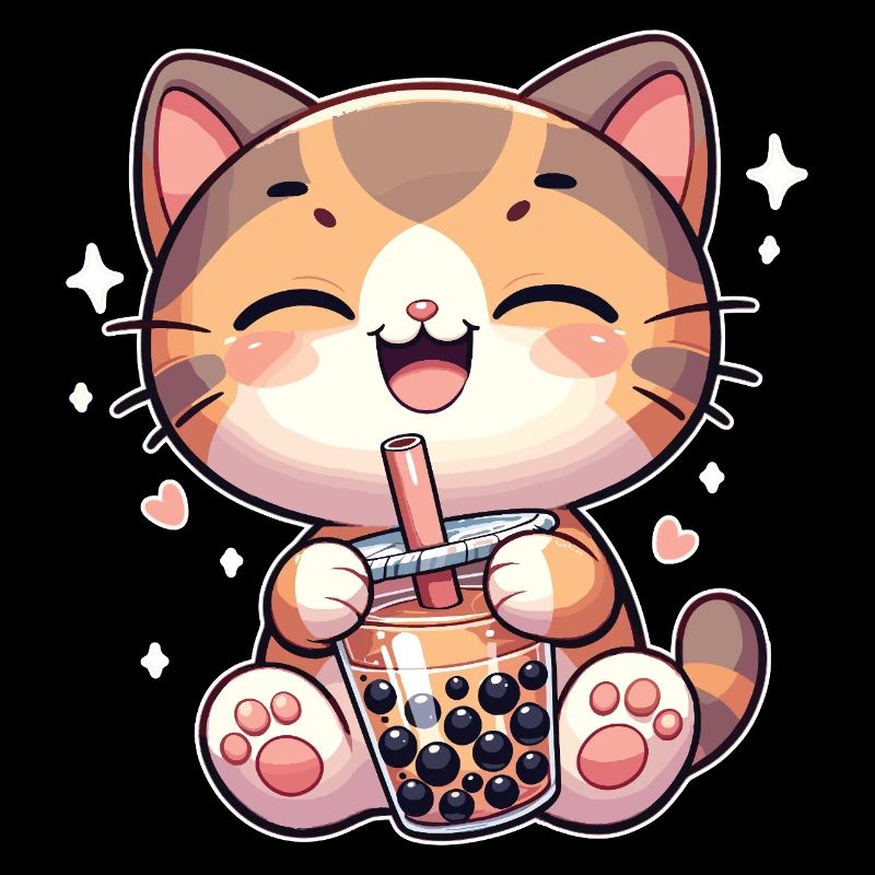 Cats Drinking Bubble Tea kawaii Boba Cat