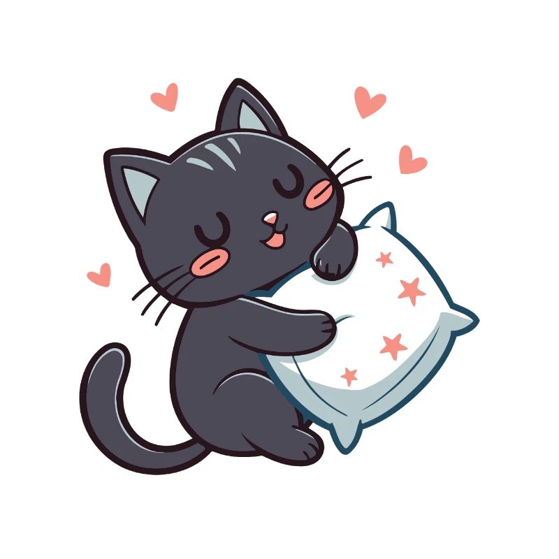 Starry Cuddly Black Cat with Pillow