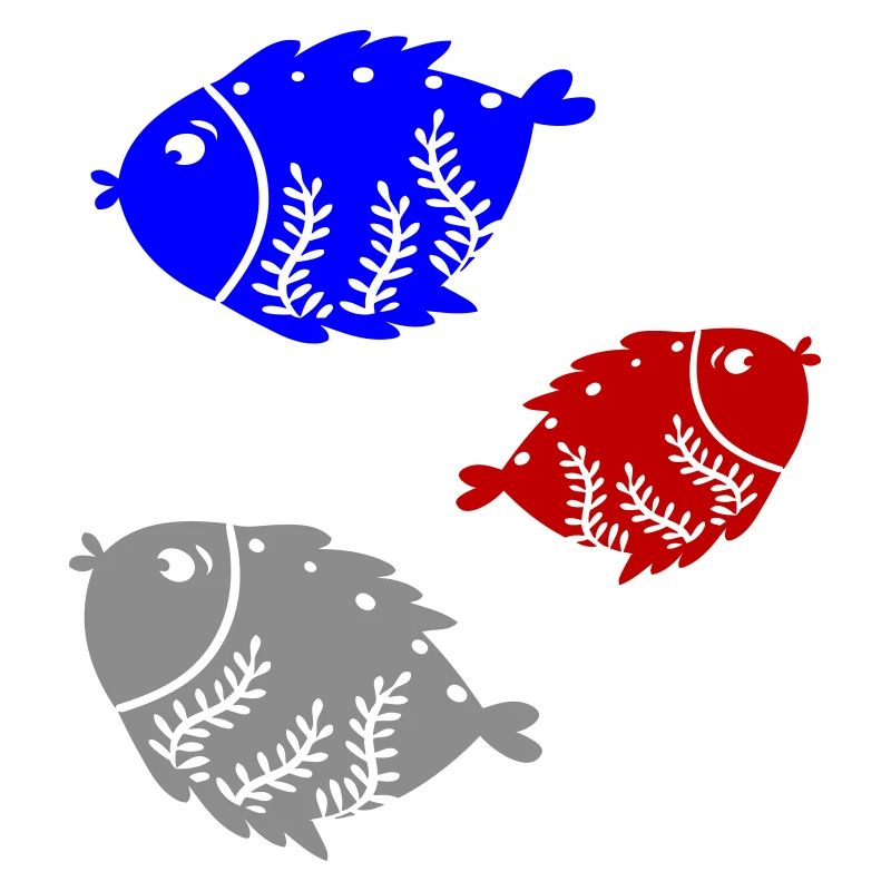 Three colored fish