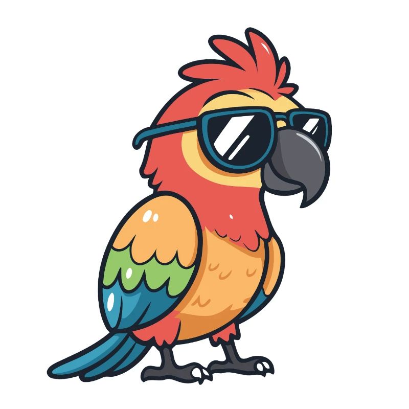Cute chic parrot with sunglasses