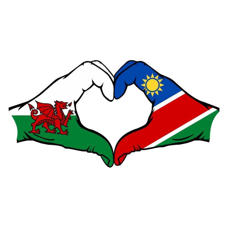 Wales Namibia Flag Hands Heart Shape