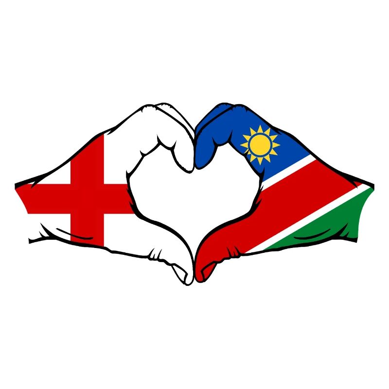 England Namibia Flag Hands Heart