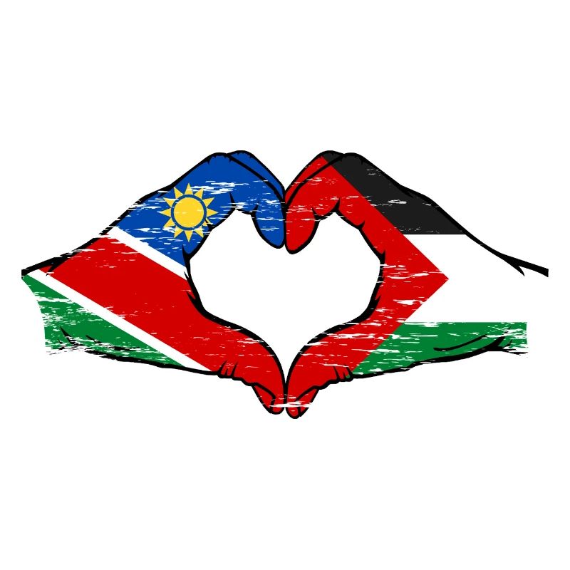 Namibia Palestine Flag Hands Heart Shape Used