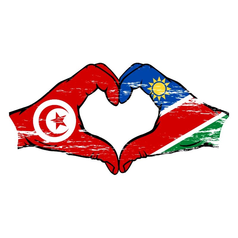 Tunisia Namibia Flag Hands Heart Shape Used