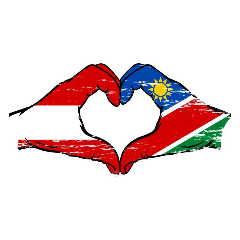 Austria Namibia Flag Hands Heart Shape Used