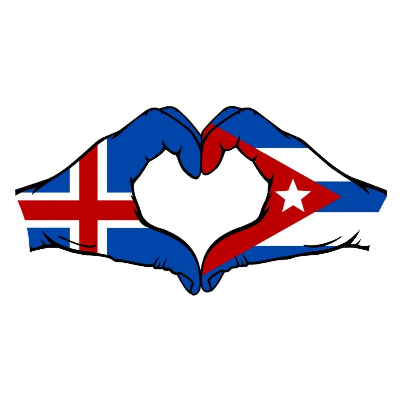 Drapeau de l’île de Cuba mains de cœur