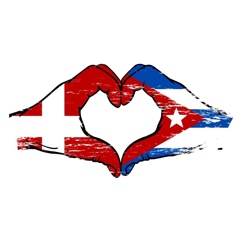 Danemark, Drapeau de Cuba, mains de cœur