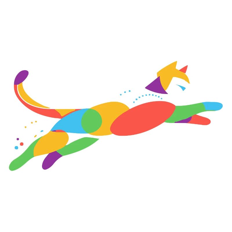 Chat coloré en mouvement – Design abstrait