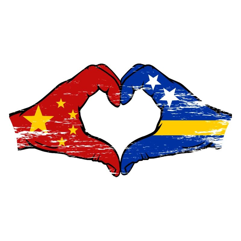 Mains du drapeau de Chine de Curaçao en forme de cœur utilisées