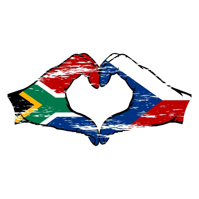 Afrique du Sud République tchèque drapeau mains forme de coeur utilisé