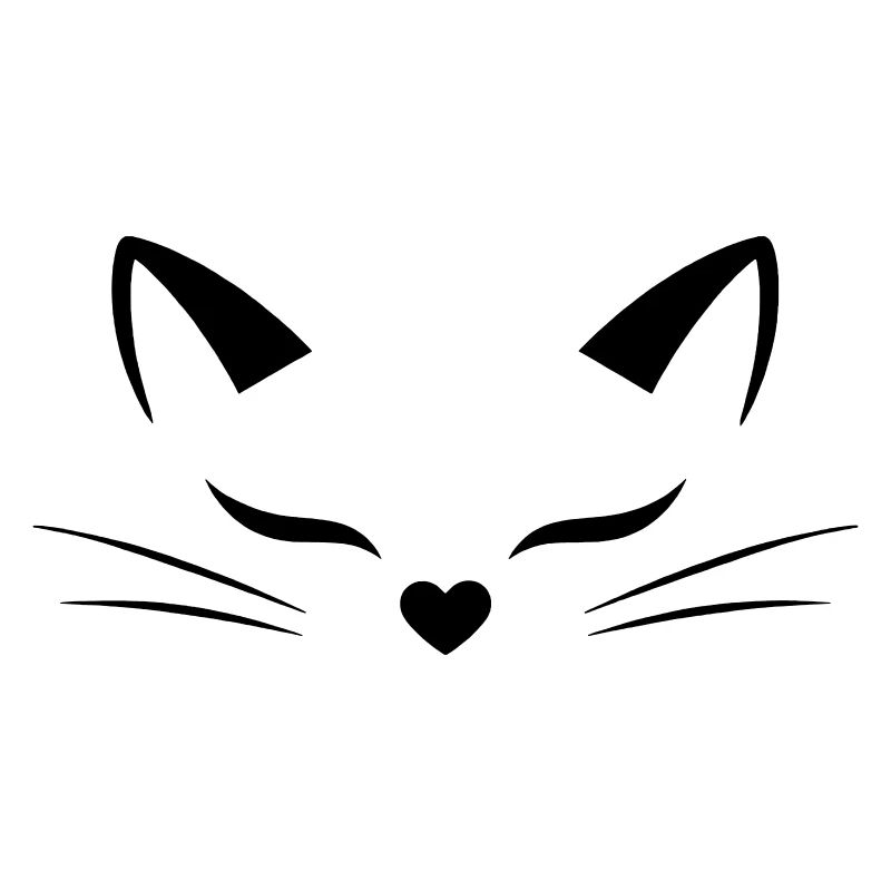 Visage de chat mignon avec nez en forme de cœur | Style d’art lineal