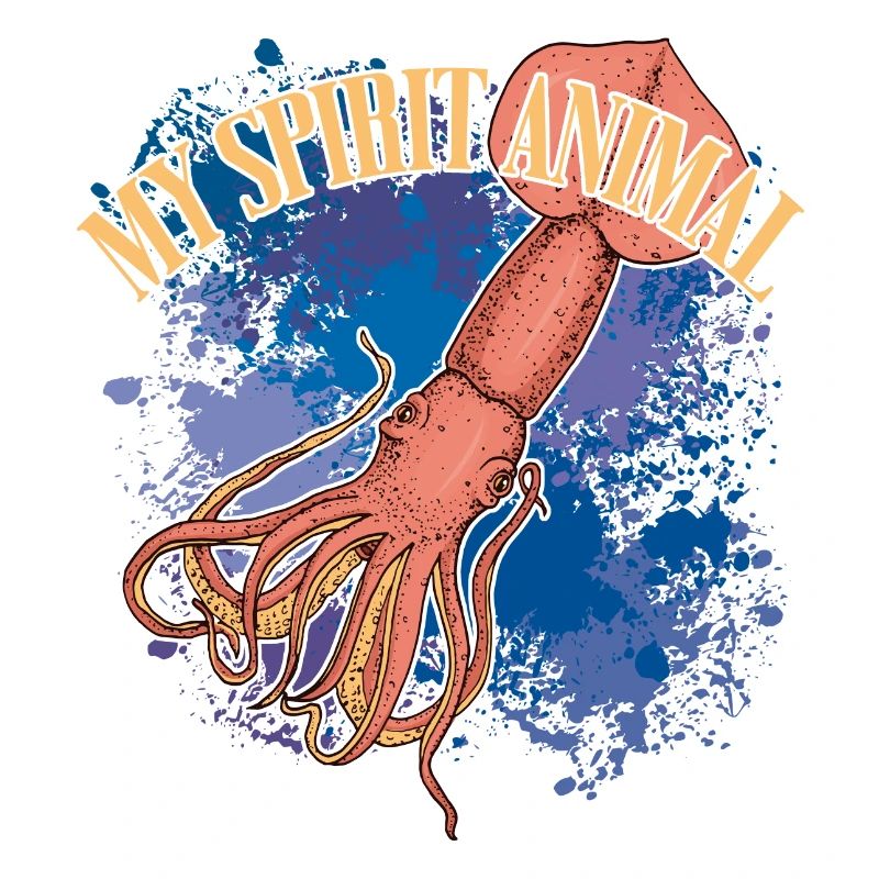 Calmar Calmar géant sur des éclaboussures colorées de couleur