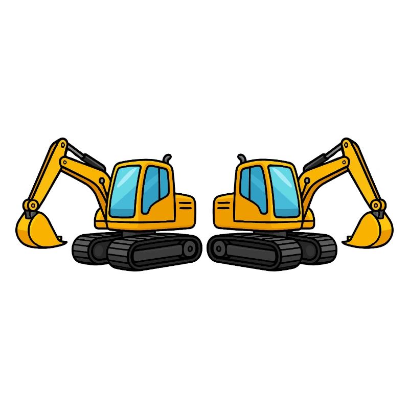 Silhouette de machine de construction double