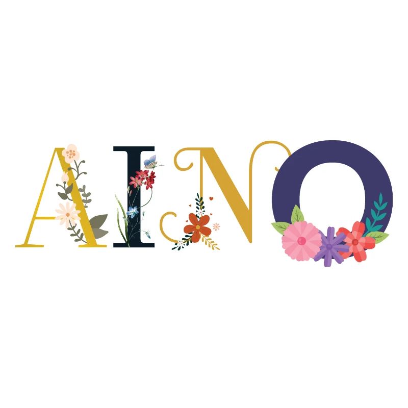 Nom AINO décoré de fleurs