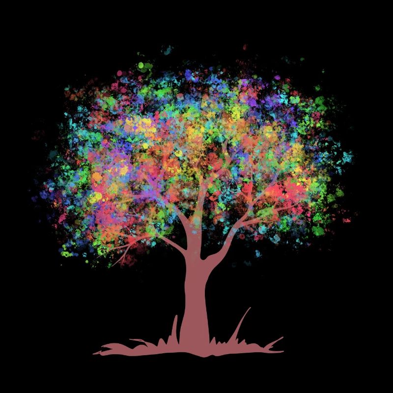 Tree with rainbow colors leaves