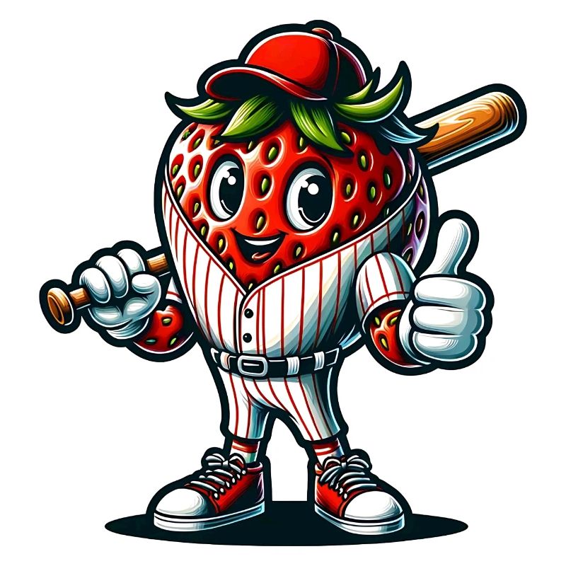 Erdbeer Baseball Star mit Schläger