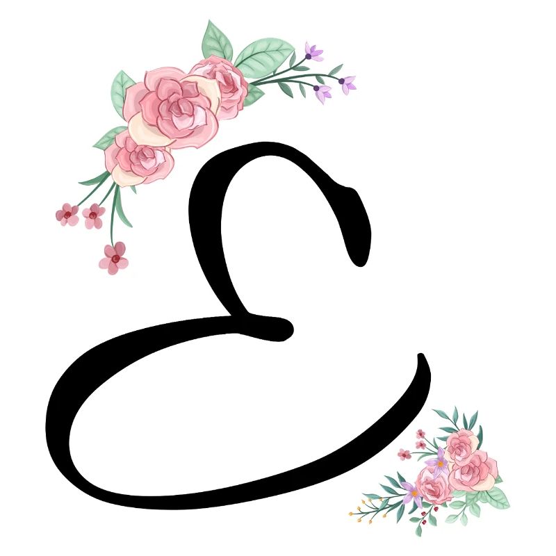 Lettre e fleurs