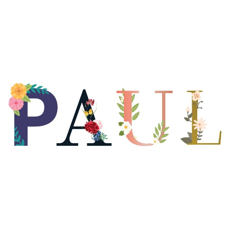 Le nom de PAUL est décoré de fleurs
