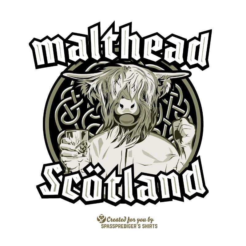 Whisky Merch Design Malthead Scotland Highland Beef