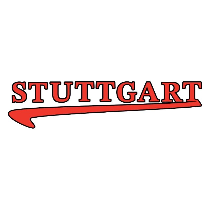 Stuttgart lettering with red underscore