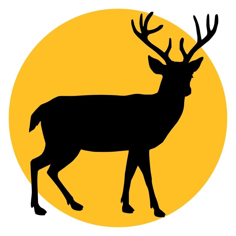 Cerf avec lune et coucher de soleil