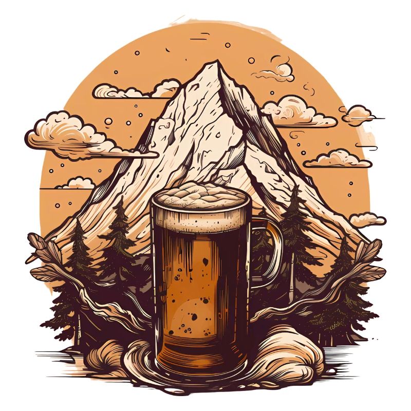 Pic de montagne avec conception de chope de bière