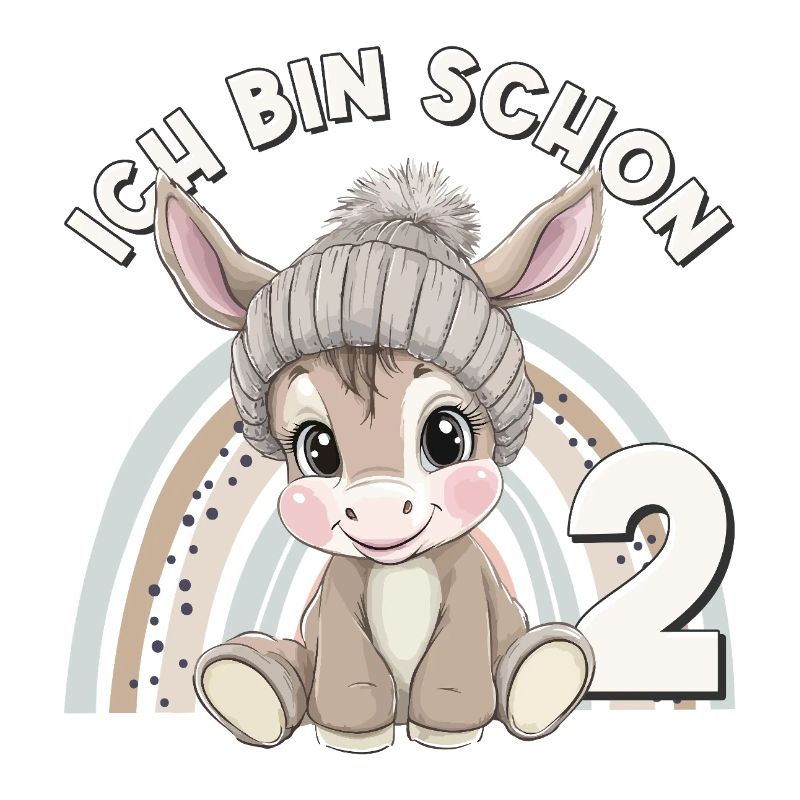 2ème anniversaire âne arc-en-ciel mignon mignon