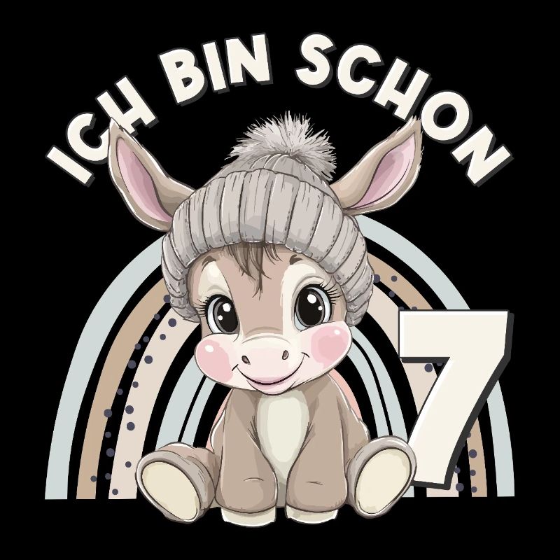 7ème anniversaire âne arc-en-ciel mignon mignon