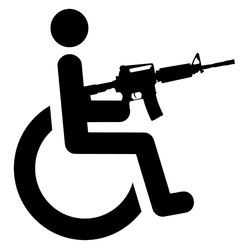 Rollstuhlfahrer mit Waffe #