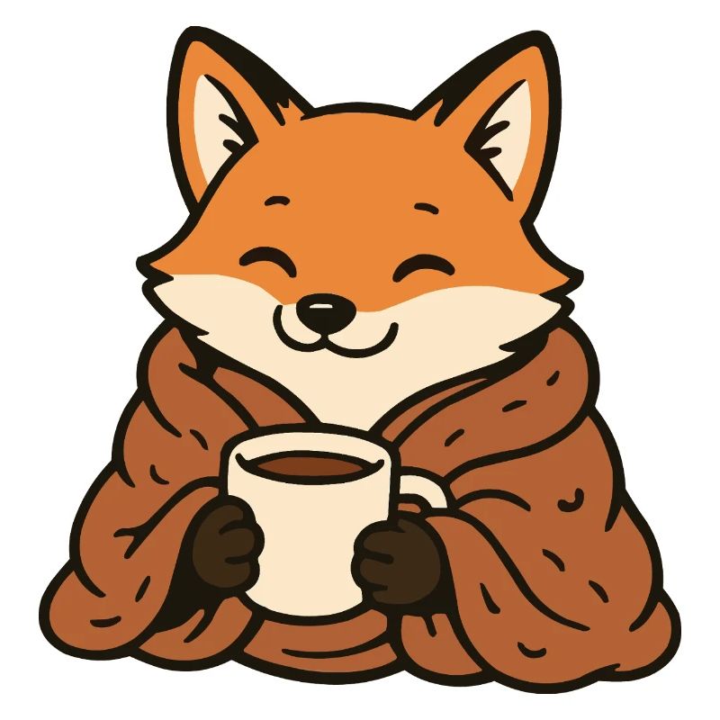 Cuddly fox with mug
