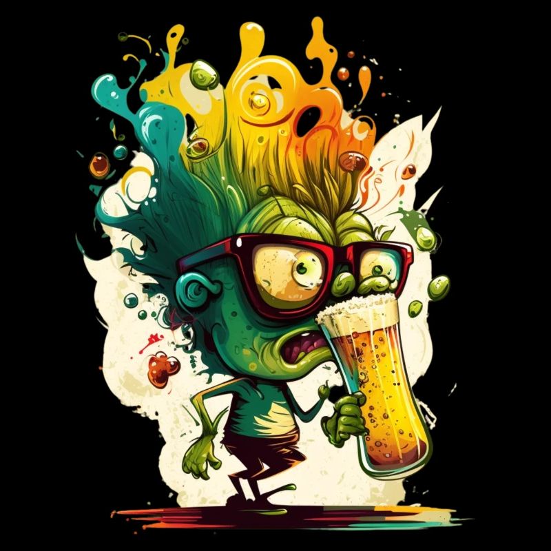 Drôle de petit nerd de bière verte