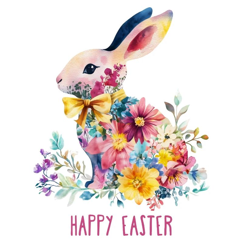 Happy Easter - Floral Bunny - Easter Bunny TShirt