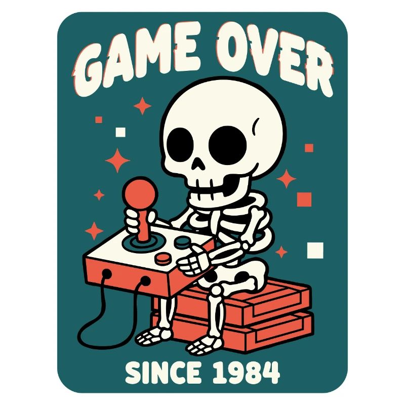 Game Over 1984 Retro Skeleton Arcade