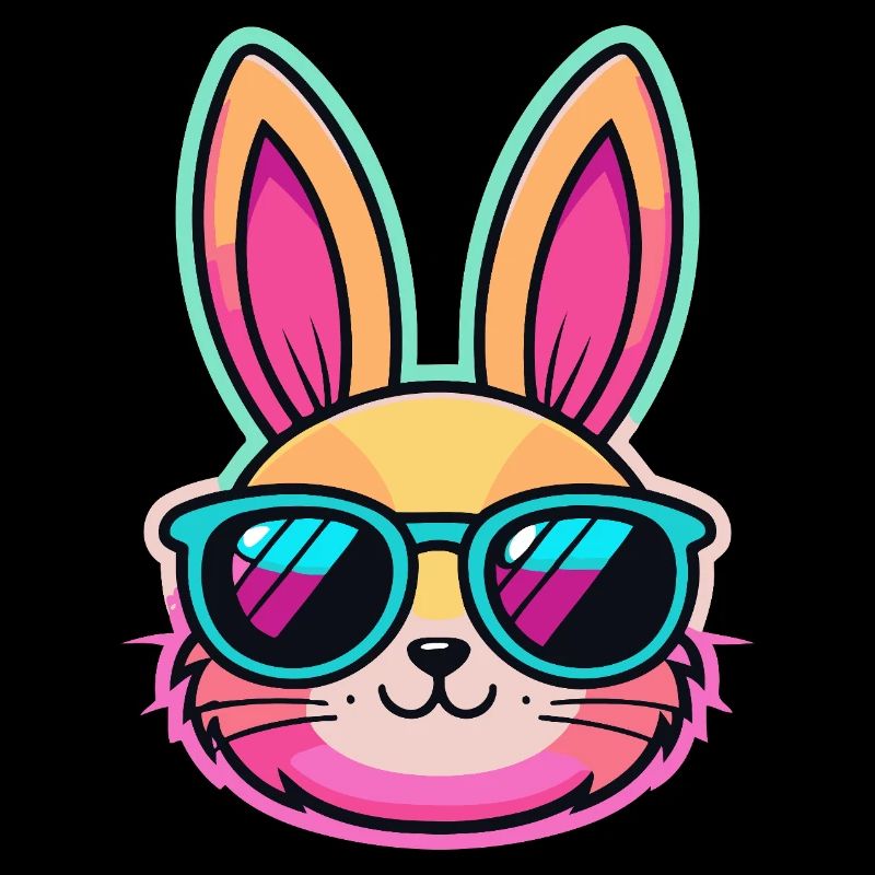 Neon Bunny with Colored Glasses
