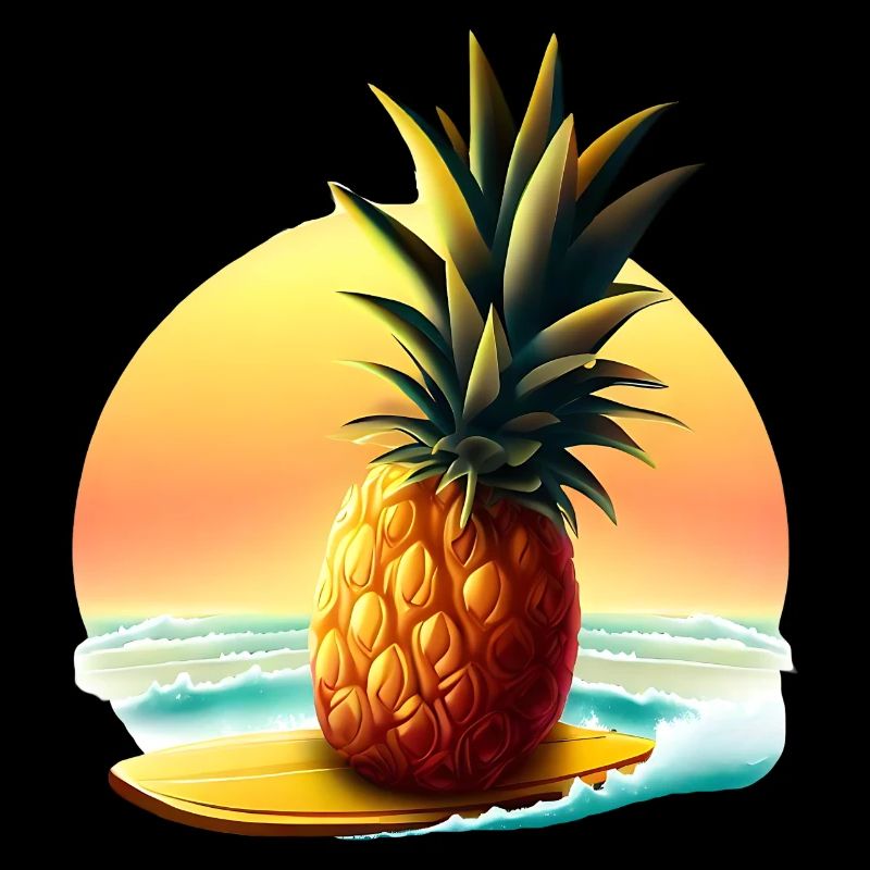 Pineapple surfer in sunset