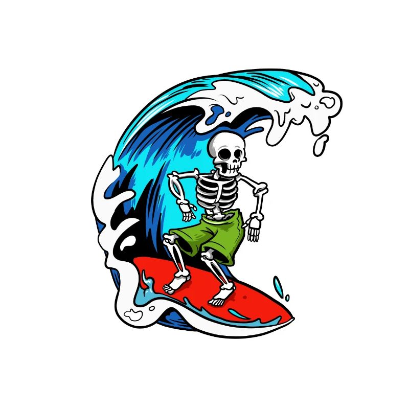 Seleton Surfer Surfing
