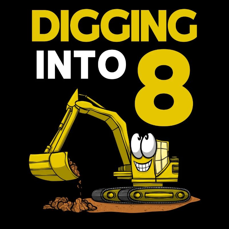 Excavator Driver Digging Into 8 Birthday Excavator