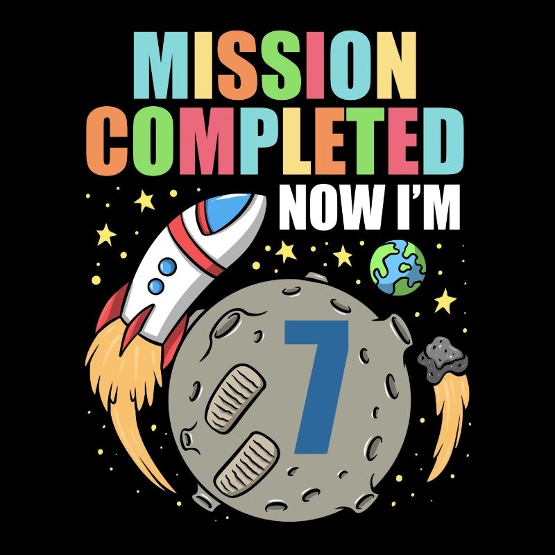 Space Birthday 7 Astronaut Planets Rocket Ship