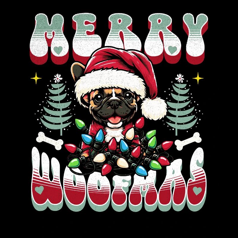 Frenchie Merry Woofmas Père Noël Chien