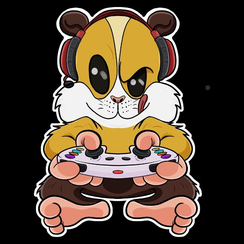 Cochon d’Inde avec manette de jeu I Funny Gaming