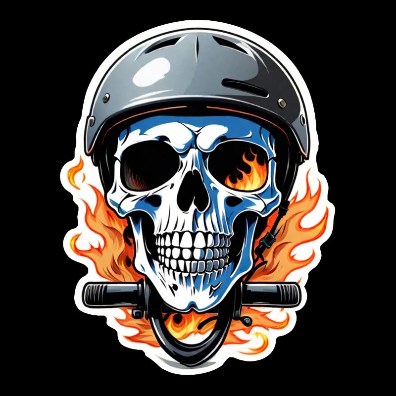 Retro Style Motorcycle - Skull and Skeleton