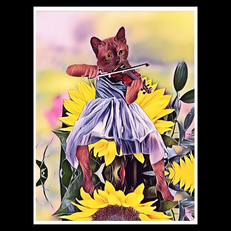 Fiddler Cat on Sunflower