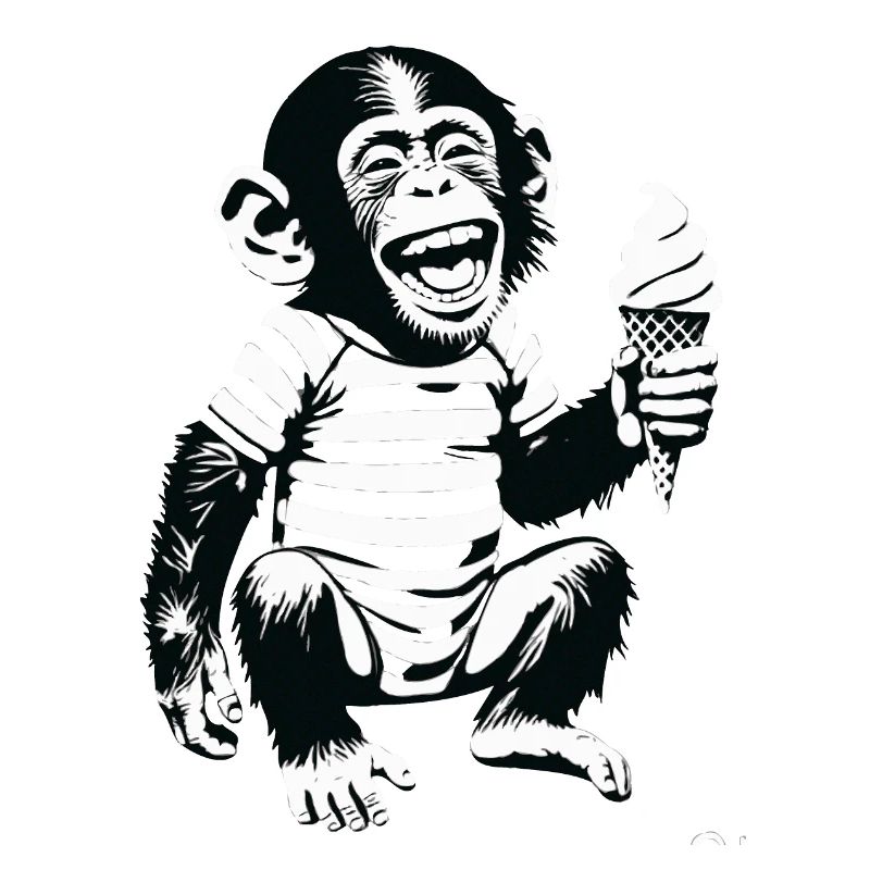 Playful Monkey with IceCream Design