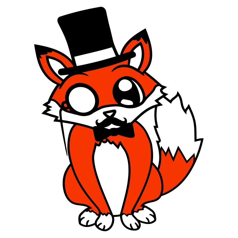 Fox Red Fox Sir Mr. Top Hat Monocle Glasses