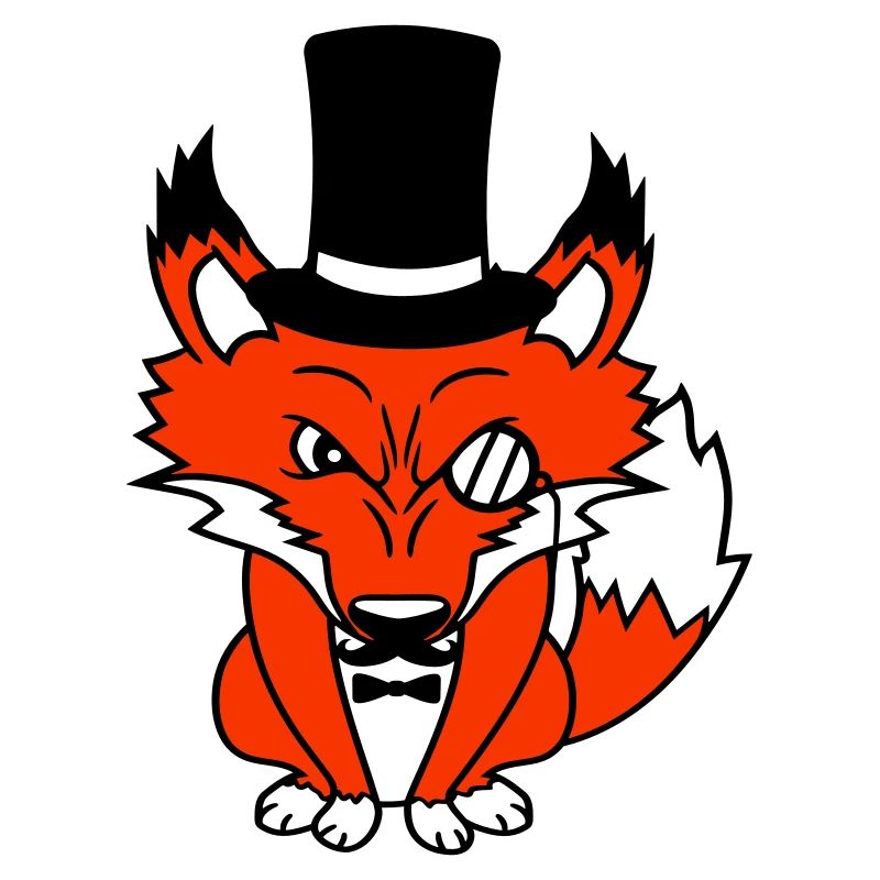 Fox Red Fox Sir Mr. Top Hat Monocle Glasses