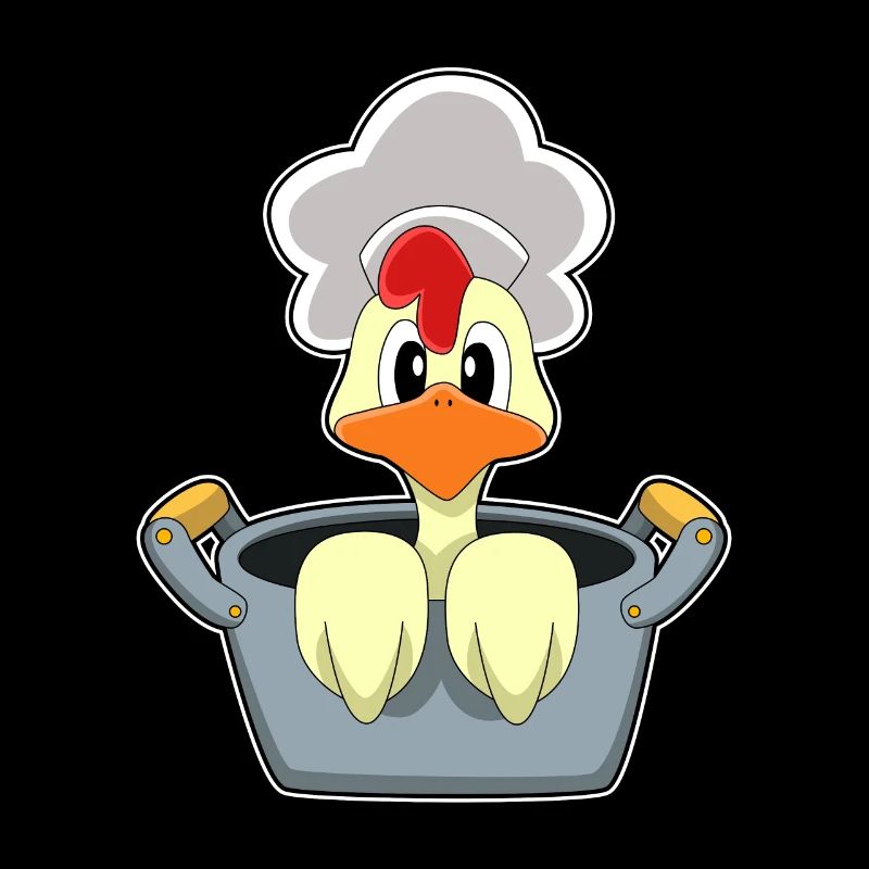 Chicken with cooking pot