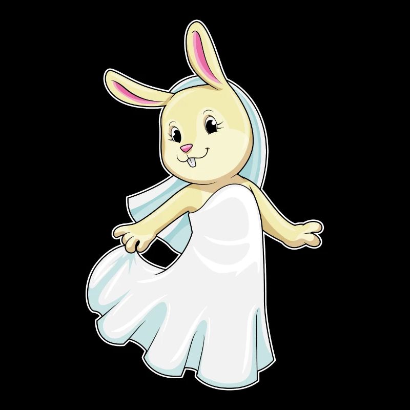 Lapin comme mariée avec voile