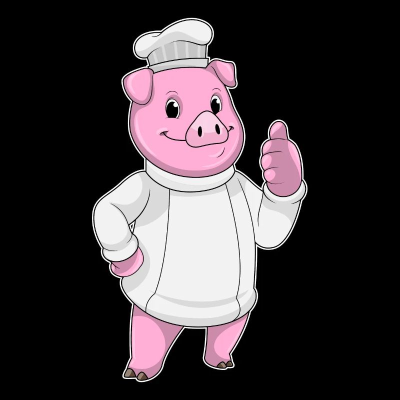 Pig as a cook with a chef's hat