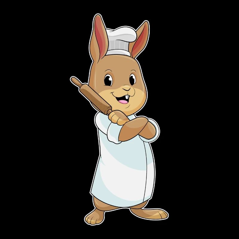 Rabbit as a baker with rolling pin
