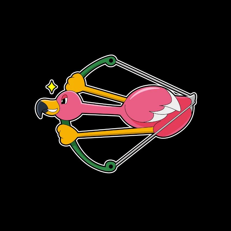 Flamant rose comme une flèche avec arc